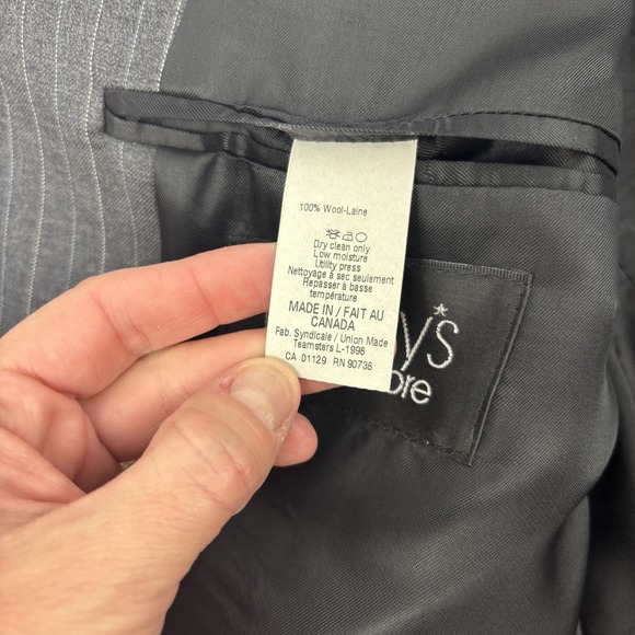 Lauren Ralph Lauren Wool Gray Pinstripe Men's Blazer Suit Coat Size 42R 3 Button - Picture 13 of 14